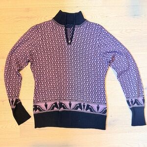 Kerrits Black and Purple Patterned Turtleneck Sweater